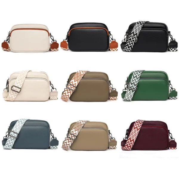 תיק-Crossbody במבחר צבעים ורצועה מתכוונת תיקי צד לנשים מעור אמיתי,קלאסי בעיצוב נקי ואלגנטי .